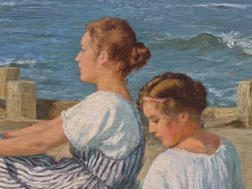 Paintings & Drawings  - Young Girls on the Beach by Hermann Seeger (1857-1945)