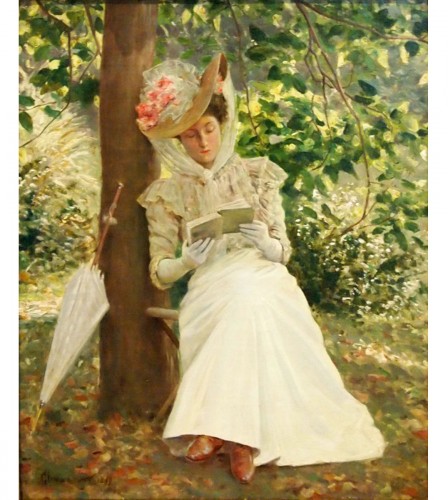 Woman reading  - Clovis DIDIER  (1858-1939)