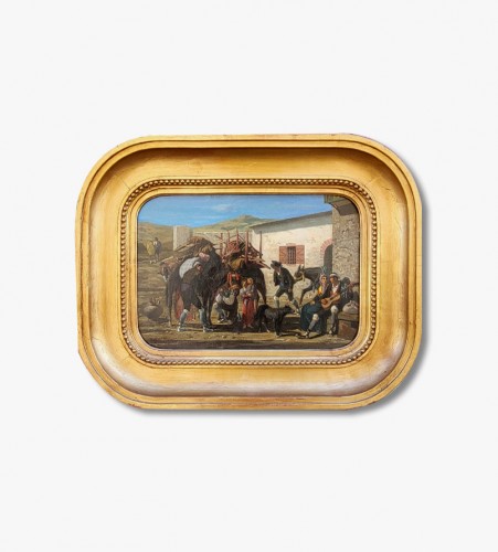 XIXe siècle - Paysans à la campagne - Eugène GLUCK (1820-1898)