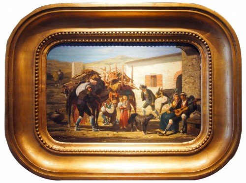XIXe siècle - Paysans à la campagne - Eugène GLUCK (1820-1898)