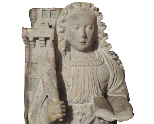 Sainte Barbe en pierre, XVIe siècle - Galerie Saint Martin