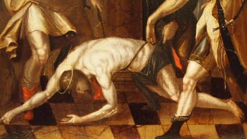 Flagellation du christ à la colonne, fin XVIe début XVIIe - Tableaux et dessins Style 