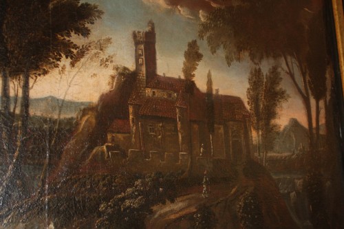 Landscape with castle, Louis XIV period  - Paintings & Drawings Style 