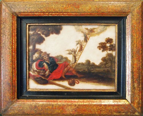 Religious Antiques  - Pair of oils on âlbatre, Religious subjects 