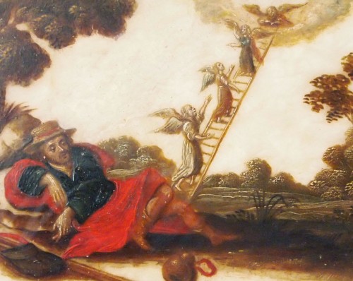 XVIIe siècle - Paire de Sujets religieux sur albâtre - École française du 17e siècle