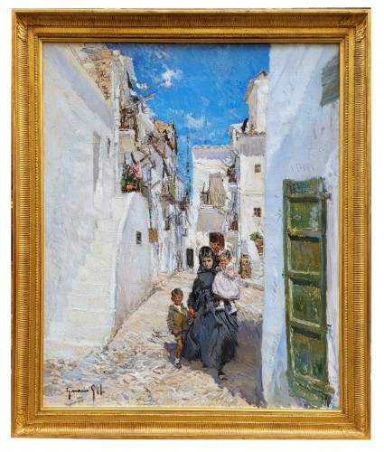 Rue animée à Ibiza - Ignacio GIL (1913 - 2003)