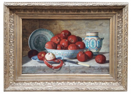 Still life with apples and earthenware  - Jean-Louis GEORGES (?-1893)