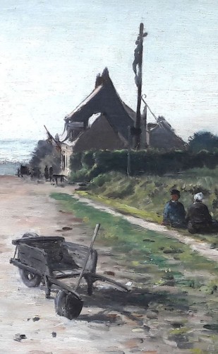 Rue animée à Neuville les Dieppe - Emile Louis MATHON (1842 - 1893) - Galerie Saint Martin