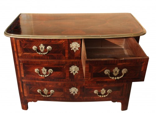 Furniture  - Louis XIV century marquetry chest of drawers with ingot moulds