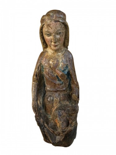 Vierge à l'enfant en bois polygrome, vers 1300