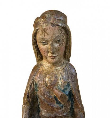 Vierge à l'enfant en bois polygrome, vers 1300 - Galerie Saint Martin
