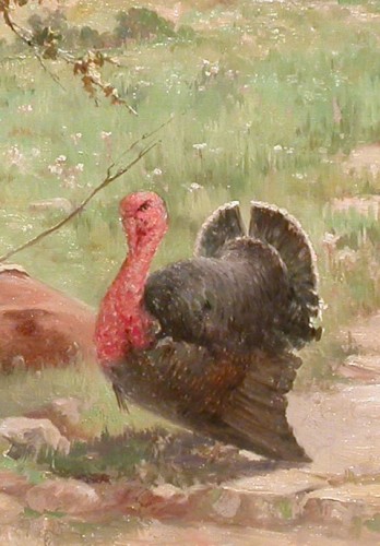 19th century - Young woman and turkeys - Charles John ARTER (1860 - 1923)