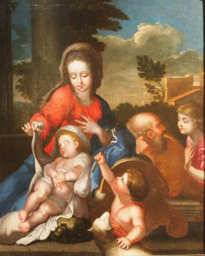 Holy family with Saint John the Baptist, , follower of Sebastien BOURDON  