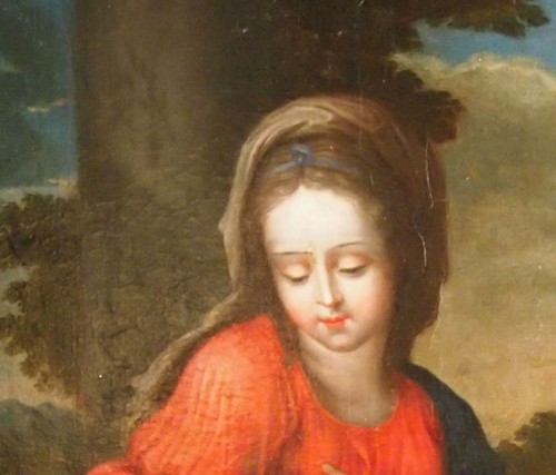 XVIIe siècle - Sainte famille avec Saint Jean Baptiste, École française du 17e siècle