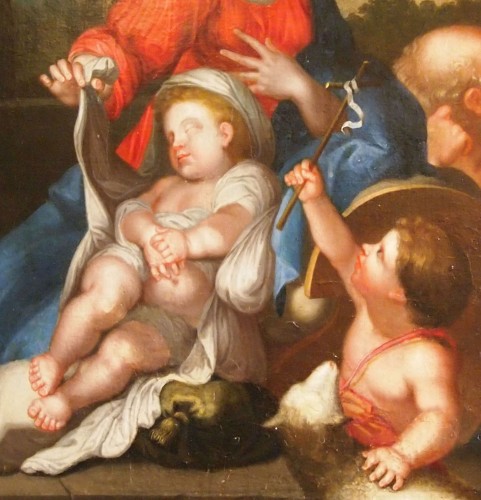 Holy family with Saint John the Baptist, , follower of Sebastien BOURDON   - 