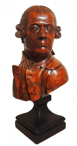 18th century wooden bust of a man