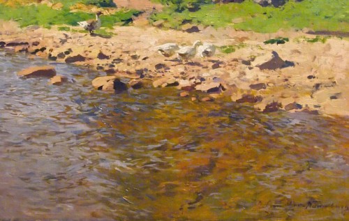 Paintings & Drawings  - The shepherd at the water&#039;s edge  - Otto GUNTHER-NAUMBURG (1856-1941)