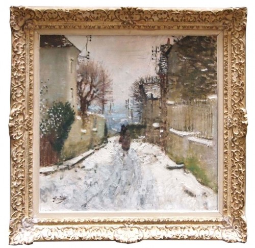 Paysage hivernale à Paris, - Eugène MONTEZIN (1874-1946) - Tableaux et dessins Style 