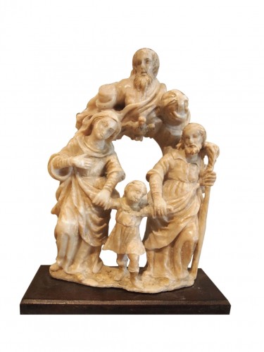 Holy family in alabaster, 16th century 