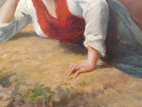 Breton woman lying in front of the sea - François FEYEN-PERRIN (1826-1888) - 