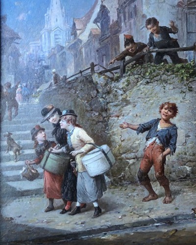 Children having fun - François Louis LANFANT dit LANFANT de Metz (1814-1892)