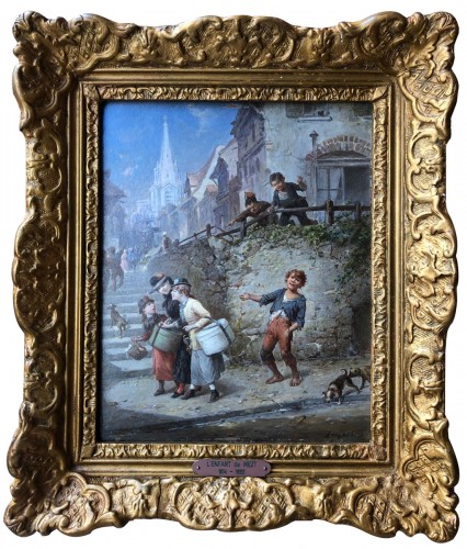 Children having fun - François Louis LANFANT dit LANFANT de Metz (1814-1892) - Paintings & Drawings Style 
