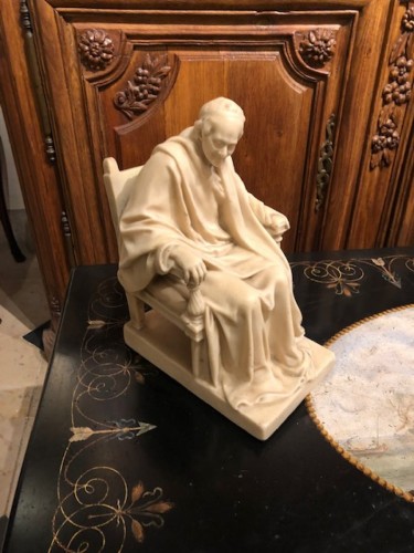 19th century  Wax sculpture of Voltaire seated - 