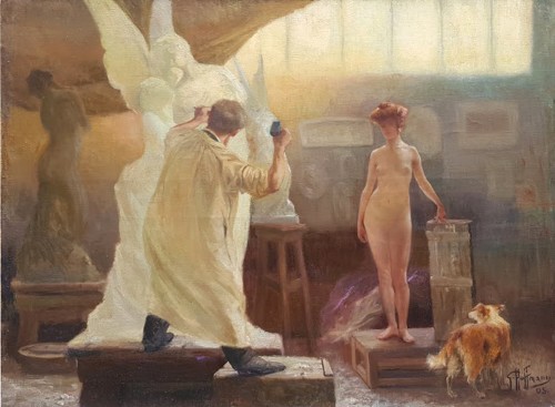 L'atelier - Gaston HOFFMANN(1833-1977) - Tableaux et dessins Style 