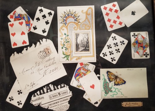  trompe l'oeil with cards dated 1902 - C SUTTERLIND   