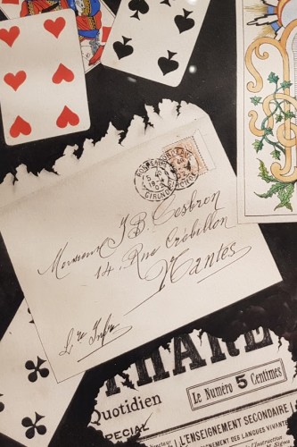  trompe l&#039;oeil with cards dated 1902 - C SUTTERLIND    - 