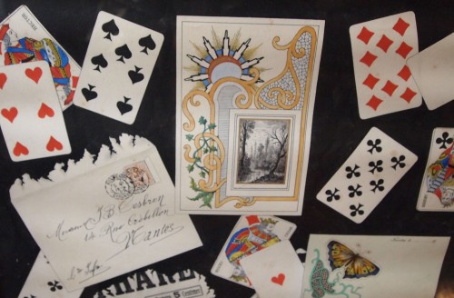  trompe l&#039;oeil with cards dated 1902 - C SUTTERLIND    - 