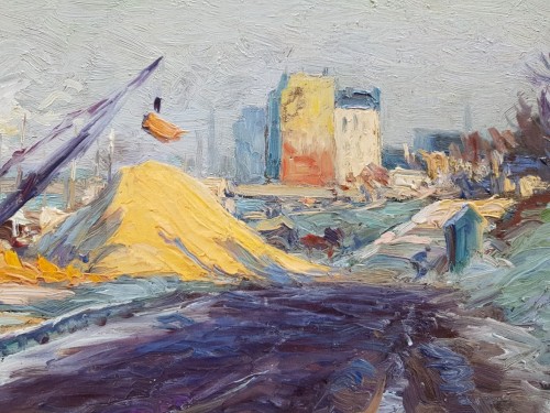 XXe siècle - Péniche au bord de Seine - Alexandre JACOB (1876-1972)