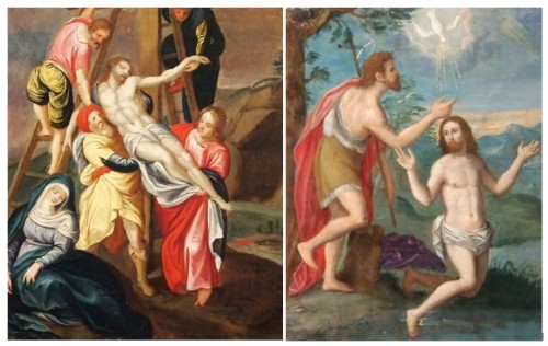 Le Baptême et la Descente de croix du Christ