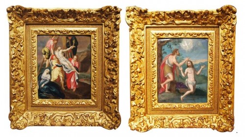 The Baptism and the Descent from the Cross of Christ  - Paintings & Drawings Style 