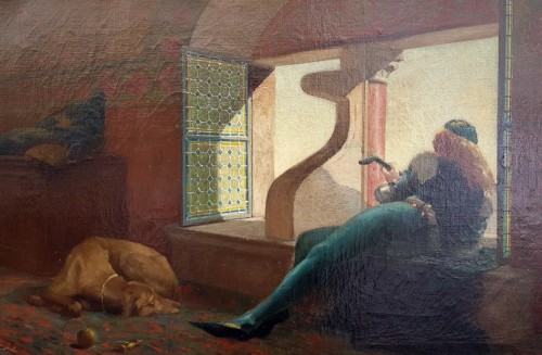 Troubadour à La Fenêtre - Léon Maxime Faivre (1856-1914) - Tableaux et dessins Style 