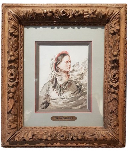 Portrait de femme - Pierre Puvis-de-Chavannes (1824-1898)  - Tableaux et dessins Style 