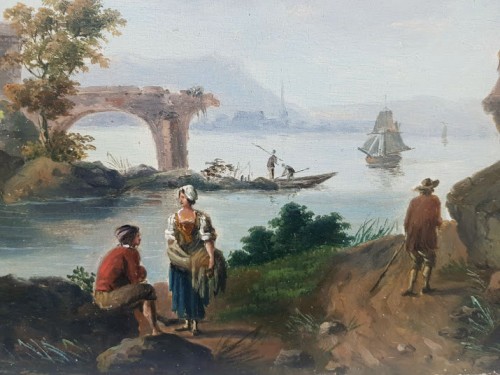 Paintings & Drawings  - Port and castle, 18th century 