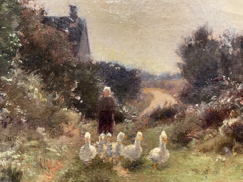 Paintings & Drawings  - The goose keeper - Victor BINET (1849-1924)