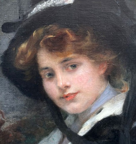 Tableaux et dessins  - Jeune femme au chapeau - Antonin Mercier (1845-1916)