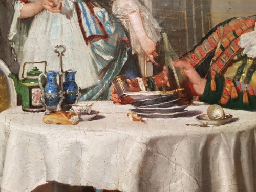 XIXe siècle - Le dîner -  Hermeneglio DAUNAS (1843-1903)