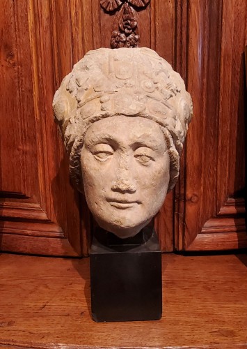 A Bishop stone head,14th century - Religious Antiques Style 