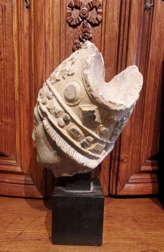11th to 15th century - A Bishop stone head,14th century