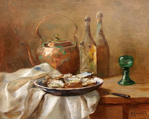 Still life with oysters - René Chrétien (1867-1942) - Paintings & Drawings Style 