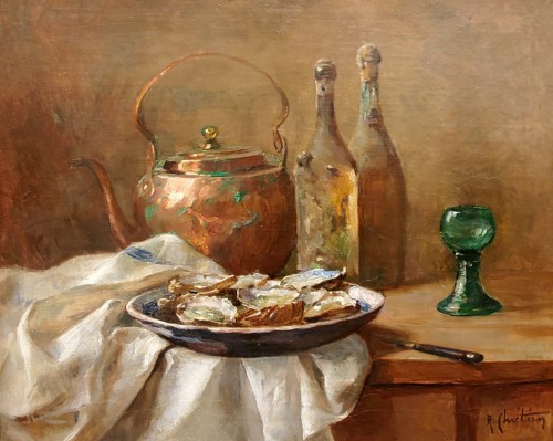 Nature-morte aux huitres - René Chrétien (1867-1942) - Tableaux et dessins Style 