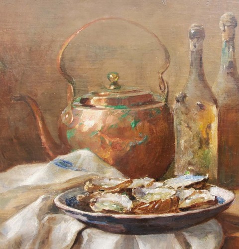 Paintings & Drawings  - Still life with oysters - René Chrétien (1867-1942)