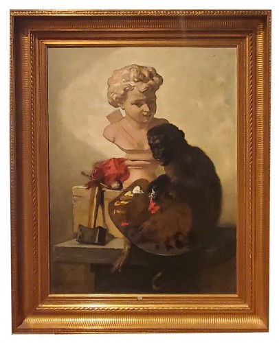 Singe à la palette par Charles MONGINOT (1825-1900)