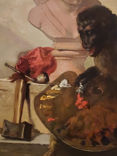 Monkey with a palette by Charles MONGINOT (1825-1900) - 