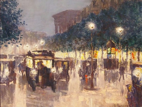 The Parisia grands boulevards - Osvaldo PINHEIRO (1890-1923) - Paintings & Drawings Style 