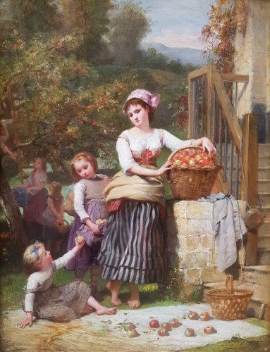Harvesting and the Pie  - Charles LOBBEDEZ (1825-1882) - Paintings & Drawings Style 