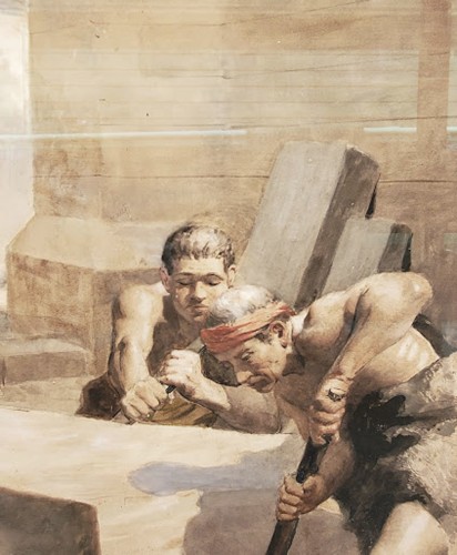 Paintings & Drawings  -  The builders - Paul Pujol (1848-1926)